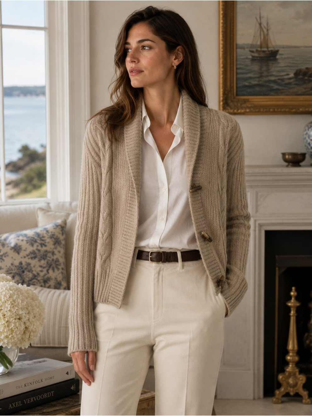 Qi Cashmere 100% Cashmere Toggle Cardigan Sweater Medium